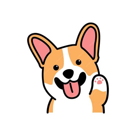 Premium Vector Cute Welsh Corgi Dog Waving Paw Cartoon Icon Vector