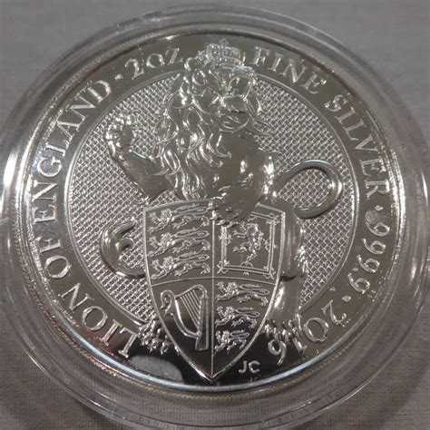 Lot 45 2016 2 Ounce Silver Royal Tudor Beasts Lion Of England