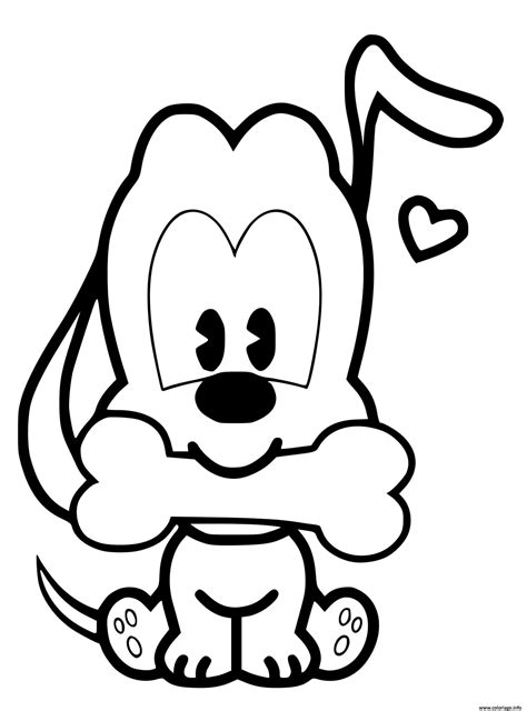 Coloriage Pluto 3 Dessin Kawaii Disney à Imprimer