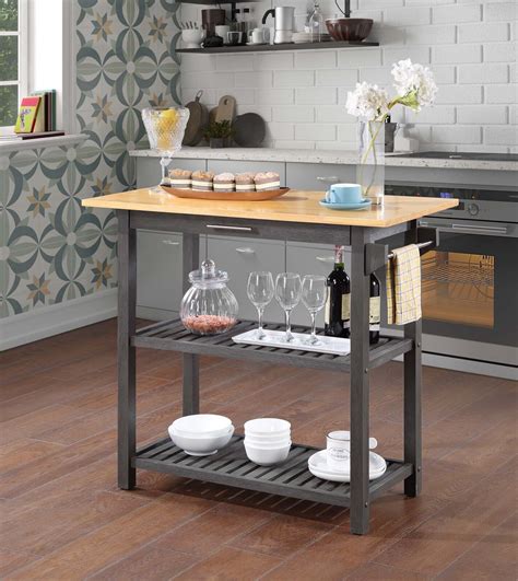 Robles Wide Rolling Prep Table With Solid Wood Top