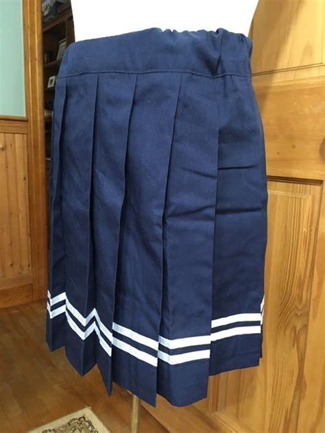 Misses Size Medium 810 Navy Blue Sailor Pleated Skirt White Etsy