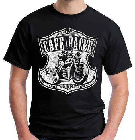 2018 Fashion Mens Cafe Racer T Shirt Biker Motorcycles Vintage Retro