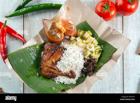 Nasi Lemak Kukus With Chicken Popular Traditional Malay Local Food