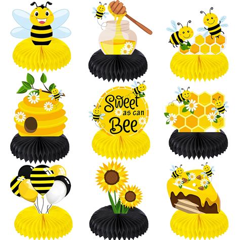 9 Pieces Bee Baby Centerpiece Bumble Honeycomb Centerpieces Honeycomb ...