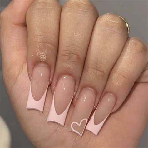 Pink Eve Xl Light Pink Tapered Square Heart Nails Pink Acrylic