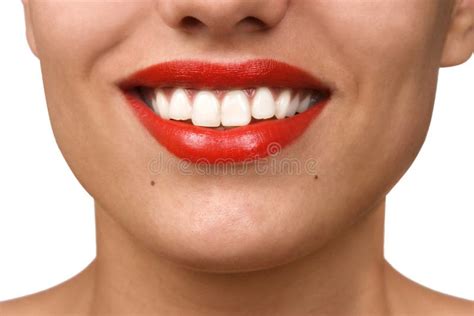 Bouche De Sourire De Femme Avec Les Dents Blanches Grandes Photo Stock