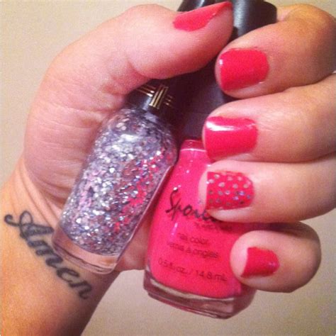 Hot Pink And Glitter Glamorous Hot Pink Glitter Pink Glitter Nail Polish