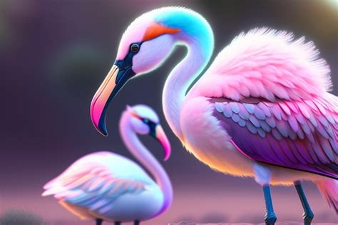 Premium AI Image | A colorful flamingo with a pink beak stands next to ...