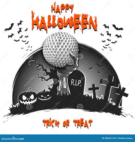 Happy Halloween Zombie Hand With A Golf Ball Stock Vector