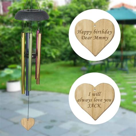 JHB Personalized Wind Chimes With Colorful Tubes Laser Engraved Wind