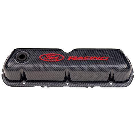 Carbon Fiber Style Valve Covers With Red Ford Racing Logo Part Details For 302 008 Ford