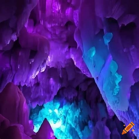 Vibrant Crystal Caves Purple And Blue