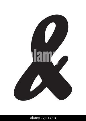 Handdrawn Ampersand Symbol Hand Painted With Ink Brush Vector