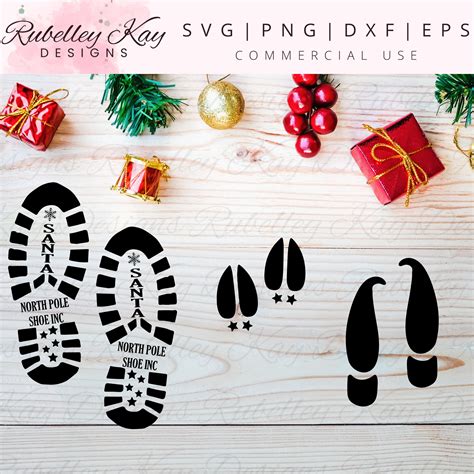 Santa Foot Print Svg Elf Foot Print Svg Reindeer Foot Etsy Australia