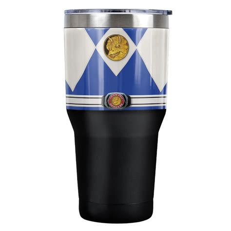 Power Rangers Blue Ranger Emblem Stainless Steel Tumbler 30 Oz Coffee
