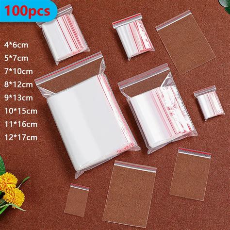 Pcs Small Zip Lock Plastic Bags Reclosable Transparent Bag Vacuum