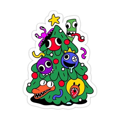 Rainbow Friends Christmas Tree Sticker For Sale By Thebullishrhino