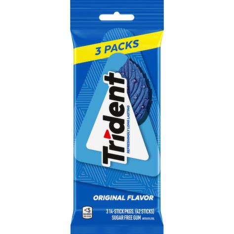 Trident Gum, Sugar Free, Original Flavor, 3 Packs