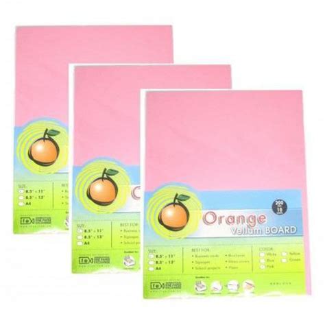 10 Sheets Orange Vellum Specialty Board Colored 200gsm Size Short 8 1