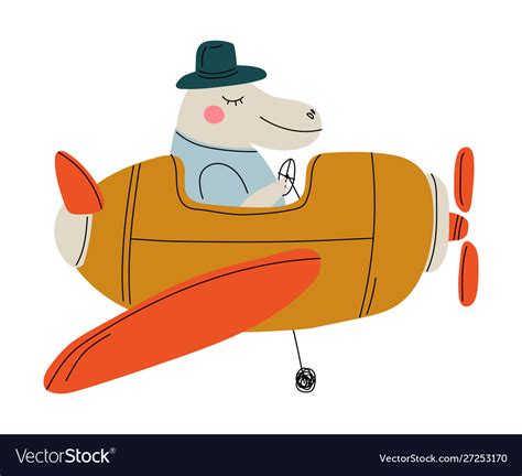 Hippo pilot flying on retro plane in sky cute Vector Image