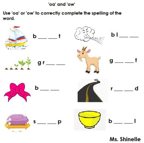 Oa Or Ow Worksheet Artofit