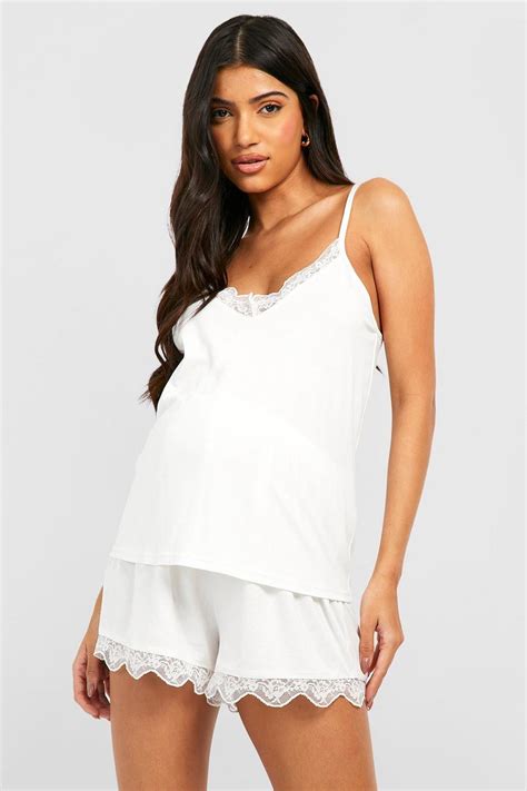 Maternity Lace Trim Pyjamas Boohoo Uk