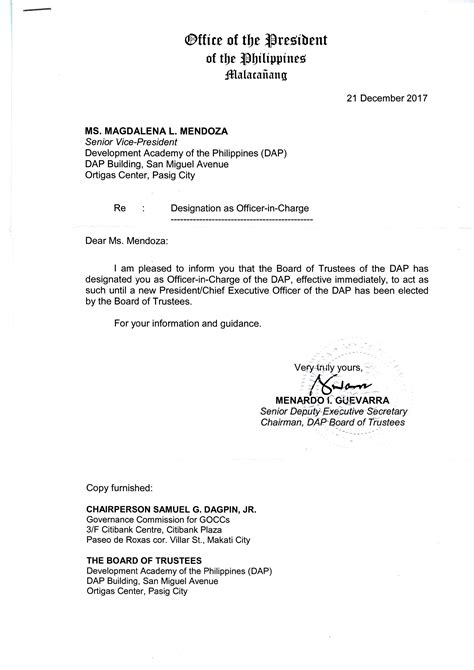 Sample Designation Letter Deped Design Talk