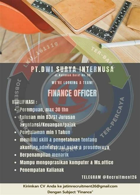 lowongan kerja finance officer program studi diploma  akuntansi