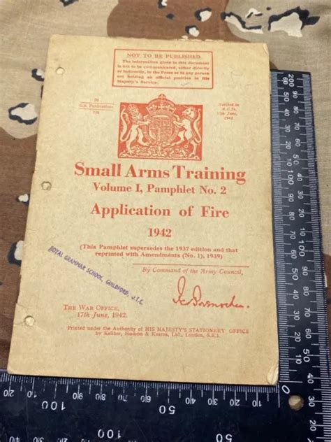 Ww2 British Army Small Arms Training Pamphlet Application Of Fire