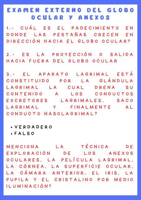 Examen Externo Del Globo Ocular Y Anexos Luis Esquivel Pe A Udocz