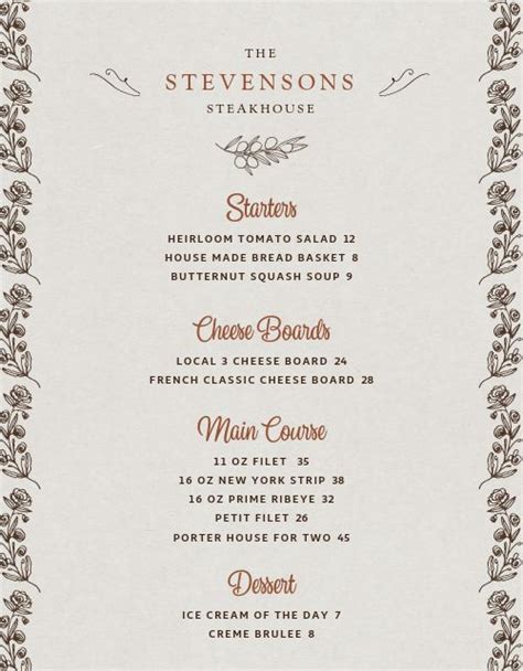 Steakhouse Fine Dining Menu Design Template by MustHaveMenus