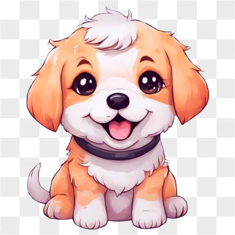 Télécharger Chien de dessin animé Kawaii avec un pelage marron et blanc