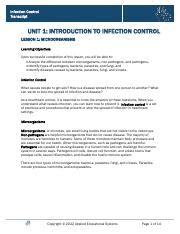 Understanding Infection Control Microorganisms Pathogens And