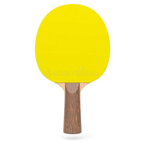 Yellow Ping Pong Racket For Table Tennis With Ball Isolated On White