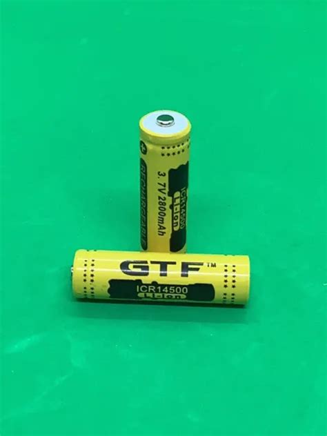 2 X GTF AA LR6 14500 Tabbed Li Ion Rechargeable Battery 3 7V 2800mAh