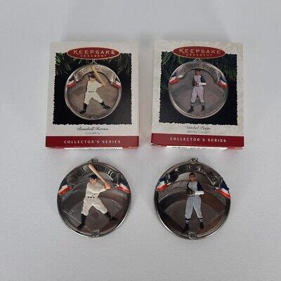 2 Hallmark Keepsake Ornaments Baseball Heroes Lou Gehrig Satchel Paige