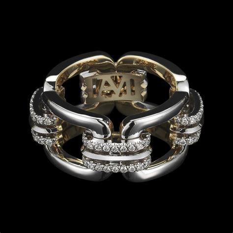 Alexandra Mor Flexible Chain Link Diamond Gold Ring At 1stdibs