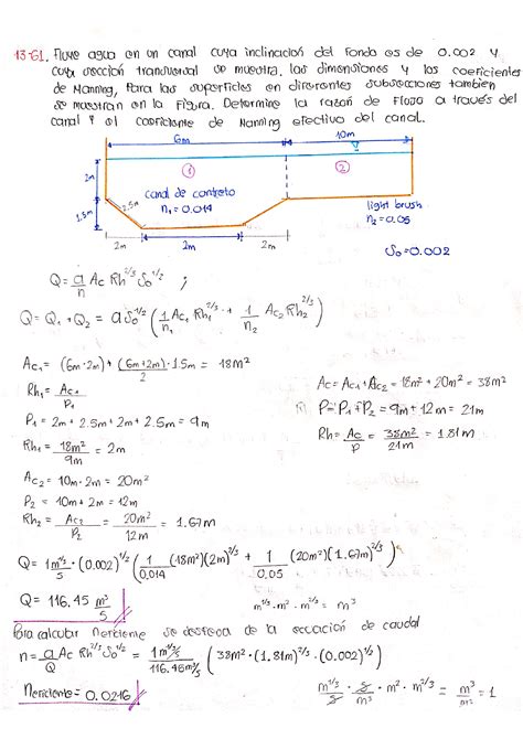 SOLUTION Ejercicios Canales Abiertos Mec Nica De Fluidos Studypool