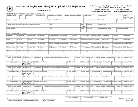 Form Itd International Registration Plan Irp Application For