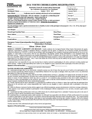 Fillable Online Cheerleading Application Lexington Fax Email Print