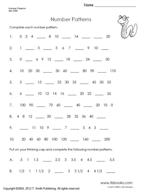 Numerical Patterns Grade 5 Worksheets