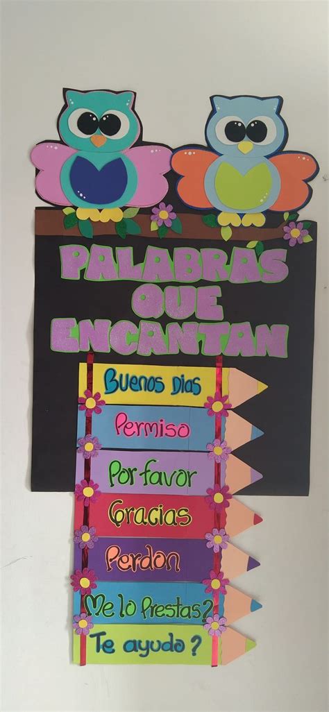 Cartelera en foami de las reglas de clase palabras mágicas palabras