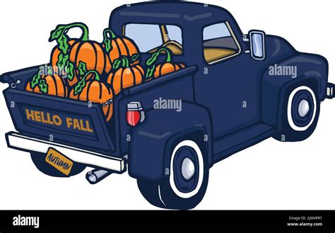 Blue Classic Pumpkin Truck Stock Vector Image Art Alamy