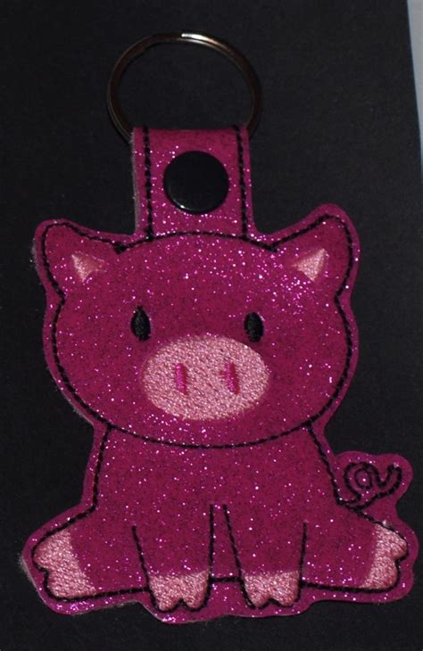 Pig Key Ring Pig Key Fob Pig Zipper Pull Pig Bag Tag Pig Etsy