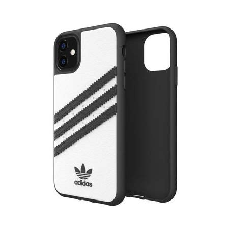 Adidas iPhone 11 Hülle PU Backcover mit Logo und Streifen weiss