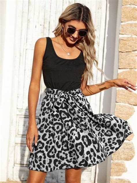 Shein Lune Leopard Print Belted Dress Shein Usa