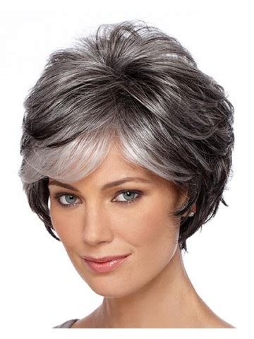 Capless Wavy Short Gray Synthetic Hair Wig Gray Hair Wigs