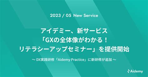 アイデミー、新サービス「gxの全体像がわかる！リテラシーアップセミナー」を提供開始｜株式会社アイデミーのプレスリリース