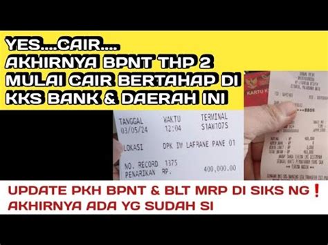 YES BPNT THP 2 MULAI CAIR SIANG INI BERTAHAP DI KKS BANK DAERAH