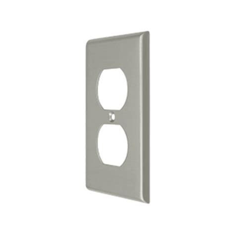 Double Outlet Switch Plate Satin Nickel Solid